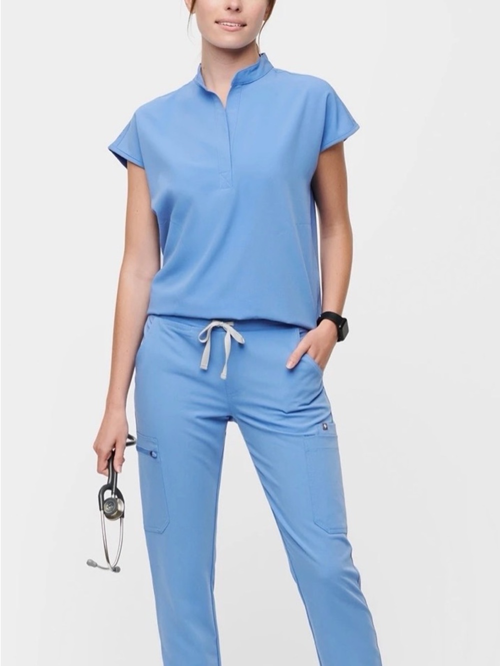 Figs Ceil Blue Women's Scrub Pants & Top Set